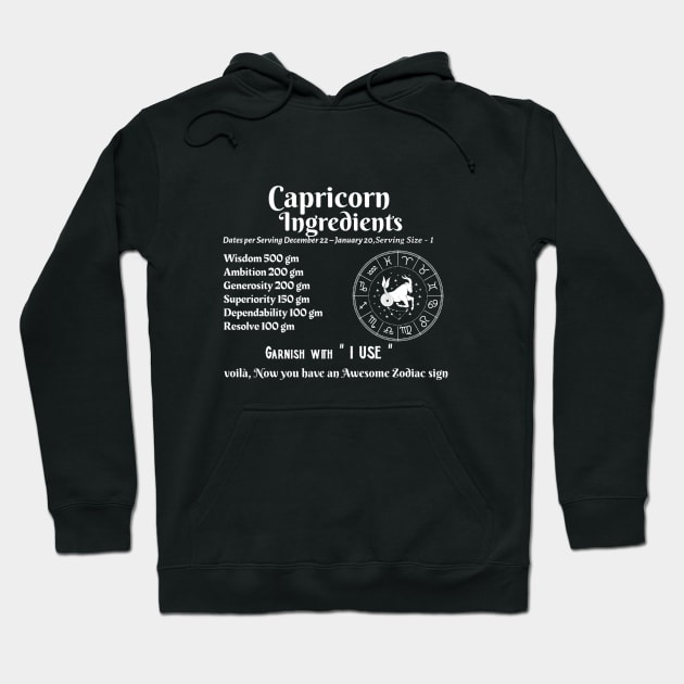 Capricorn Ingredients Hoodie by Ink by Evanliy